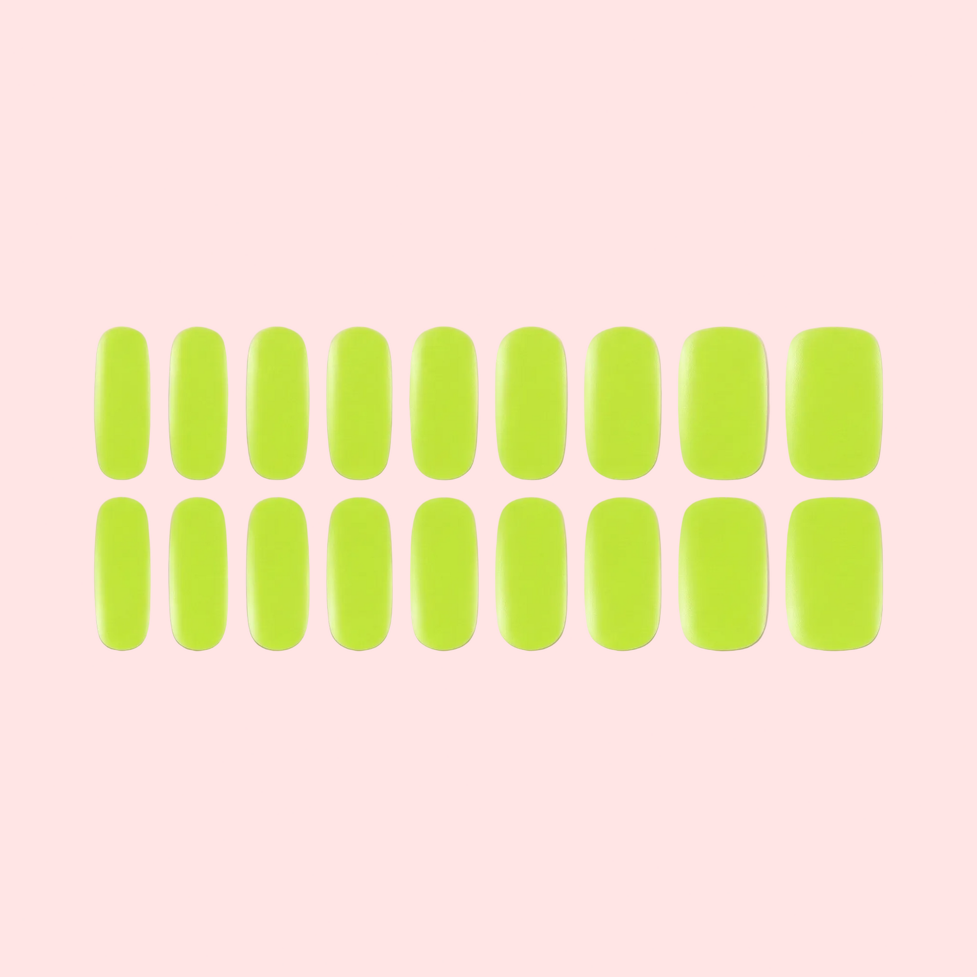 Row of lime green oval stickers on a pink background